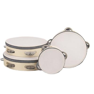 Natural Wood Tambourines with Metal Jingle Educational Percussion Instrument Perfect for Kids Adults Musical Practice