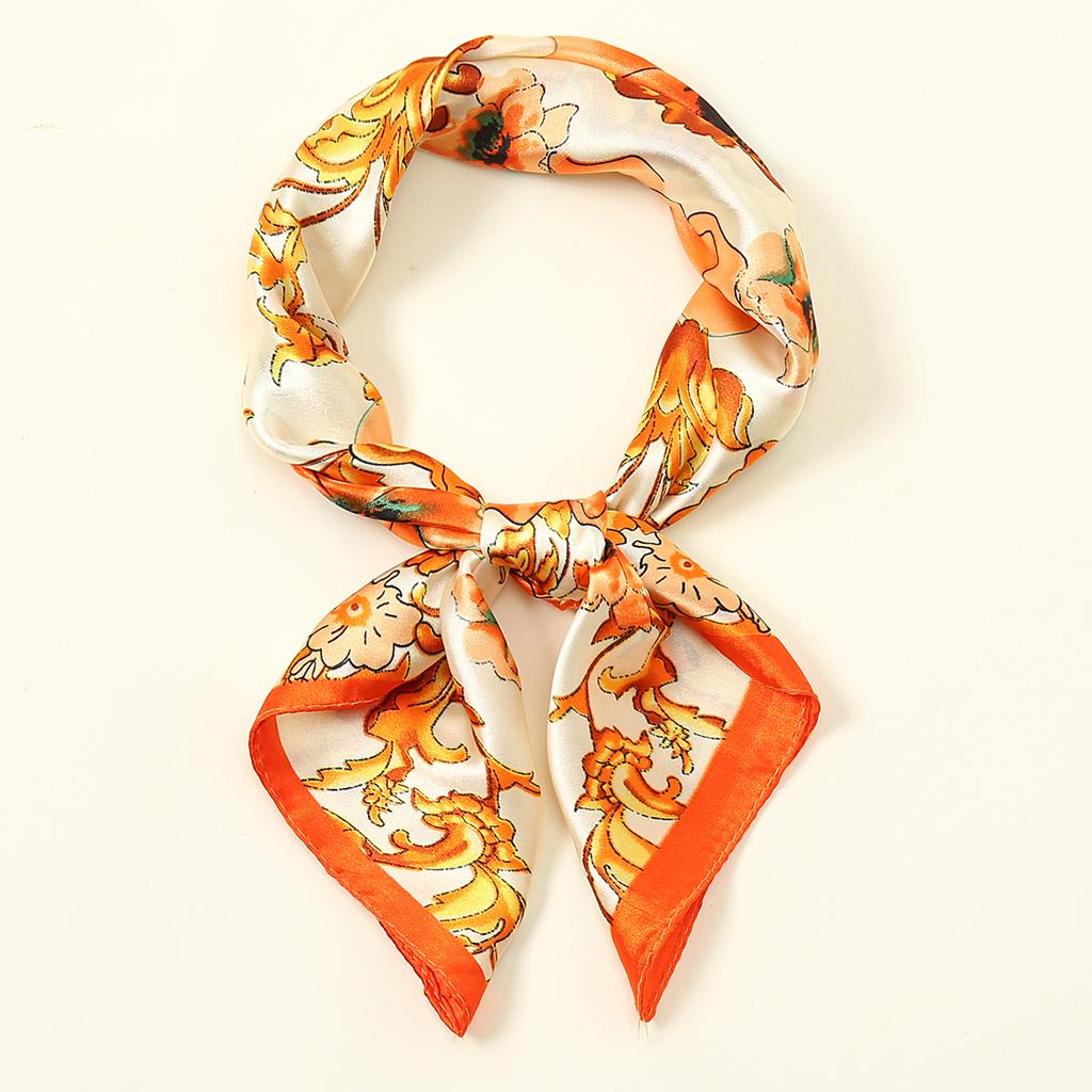 Versatile Silk Scarf Women Large Shawl Floral Print Stoles Square Bandanna Luxury Brand Kerchief Female Foulard Muffler 60*60cm