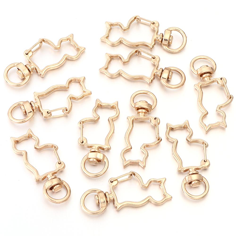 10Pcs/pack Lobster Clasps Hooks Star Blossom Heart Cat Moon Keychain Lobster for Charms Key Ring Clasp Jewelry Making Accessorie