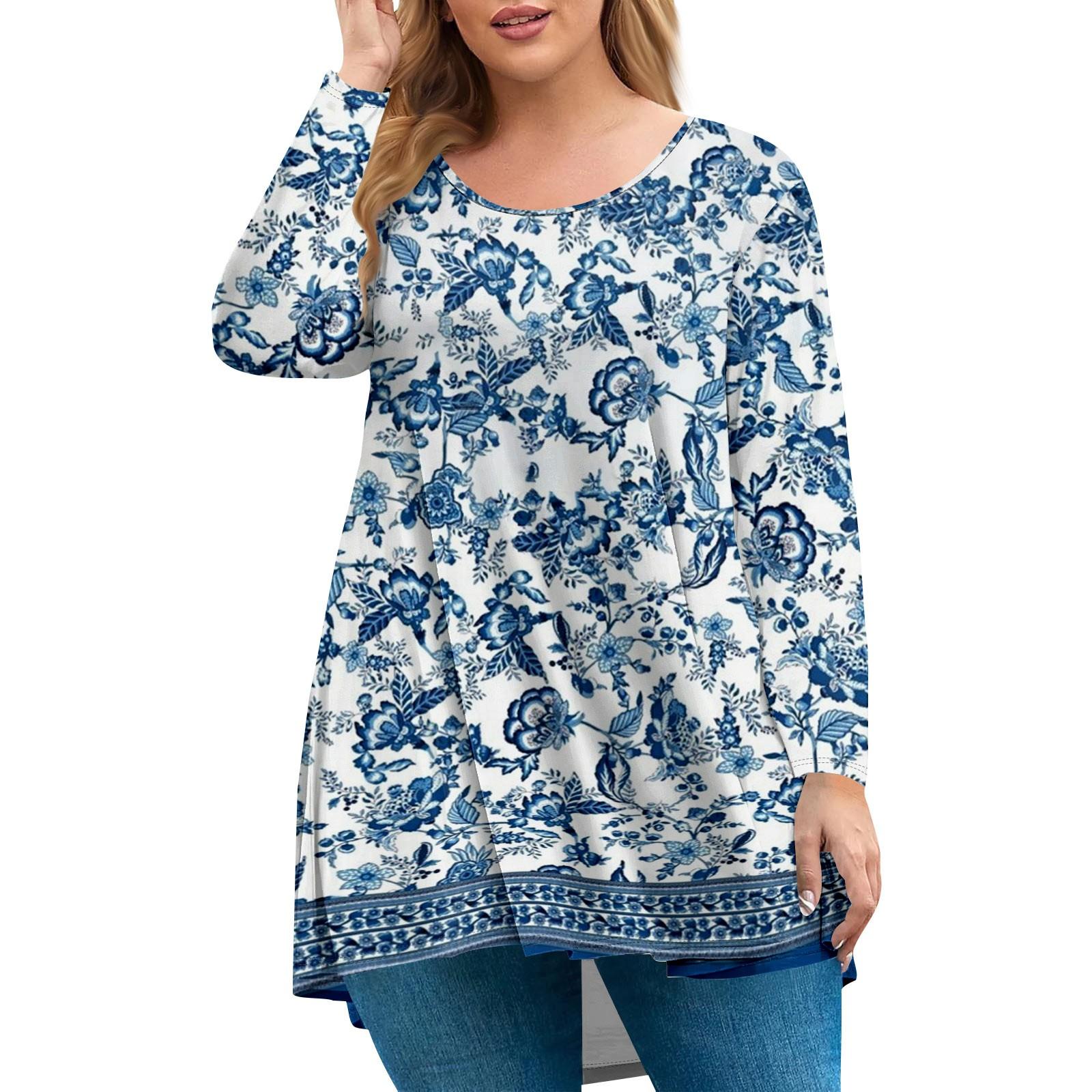 

Women s Plus Size Top, Garden Collar Long Sleeved Shirt, Fashionable Floral Print Casual Top XXXL