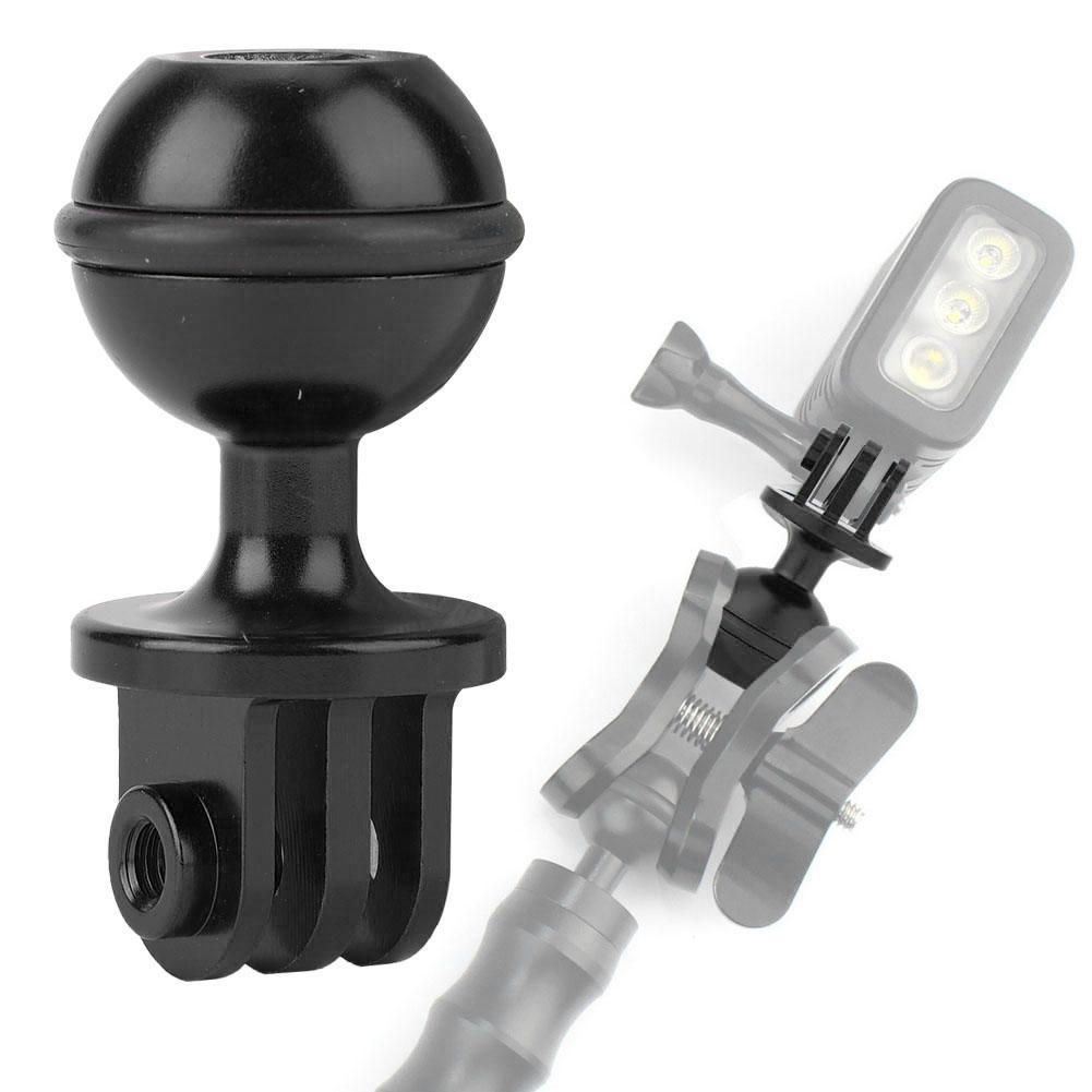 Metal 360 degrees Rotating Ball Head Holder Mount Photography Lamp Arm Base Adapter (Black)