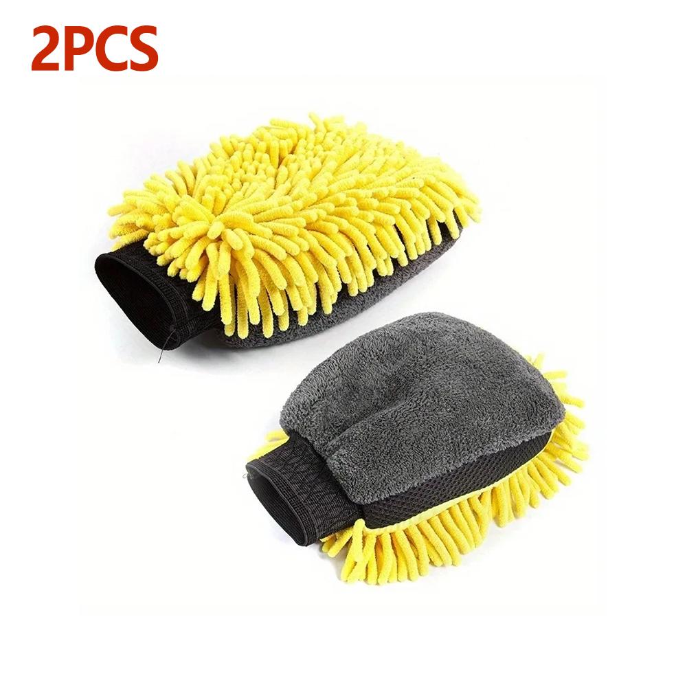 Car Washing Double-faced Glove Coral Fleece Car Polishing Washing Mitt Gloves Car Wax Detailing Brush for Car Home Cleaning
