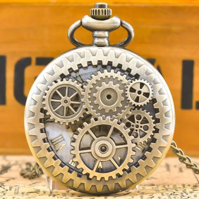 Vintage Brons Steampunk Hol Kwarts Zakhorloge Ketting Hanger Klok Ketting Mannen Vrouwen Cadeau