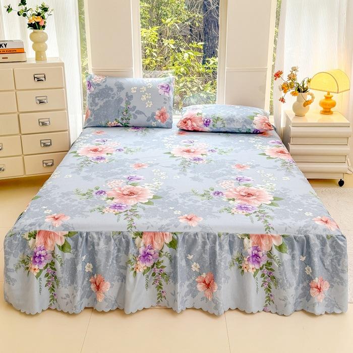 3pcs Bed Skirt Set Anti-slip Bed Skirt Bed Cover Full Bed Skirt Set Dust-proof Bed Sheet Bed Surround Bed Cover Mattress Protective Cover Bedding Set