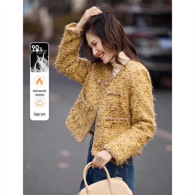 Women s Tweed-Style Short Down Jacket L
