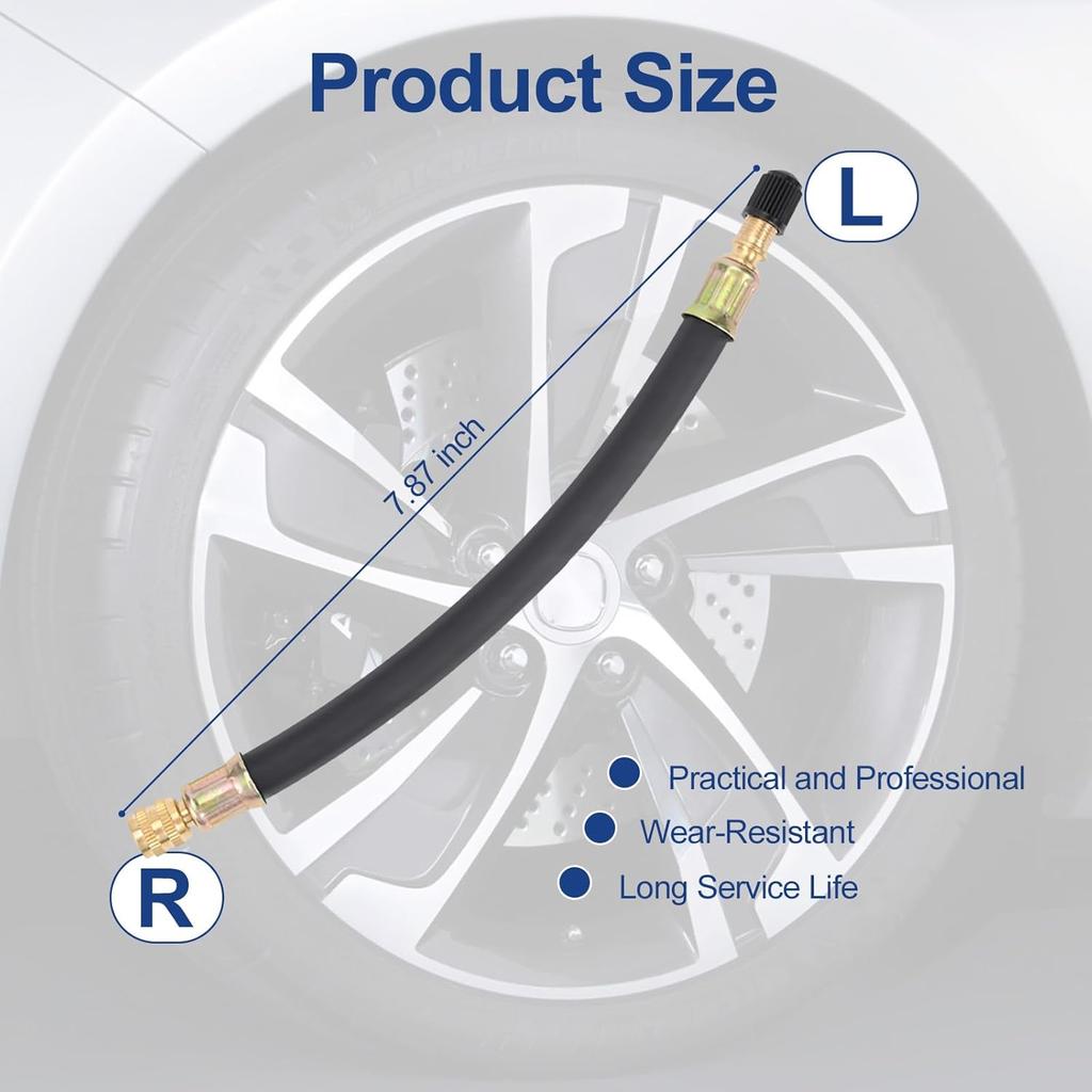 2Pcs Tire Rubber Valve Extension Tube Extender, Valve Stem Extender Tire Inflation Extension Hose Tire Valve Extension Tool For Car Tire Motorcycle