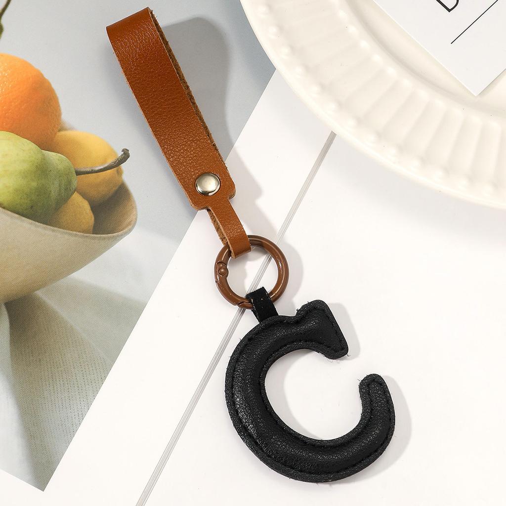 Fashion Leather 26 Letter Keychain Pendant