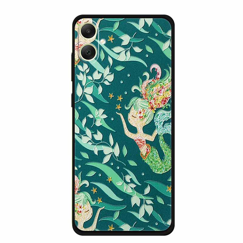3D Emboss Case For Samsung Galaxy A06 M06 F06 A05 M05 F05 Phone Case A 06 M 05 Flower Black Silicone Soft Back Cover Coque Funda