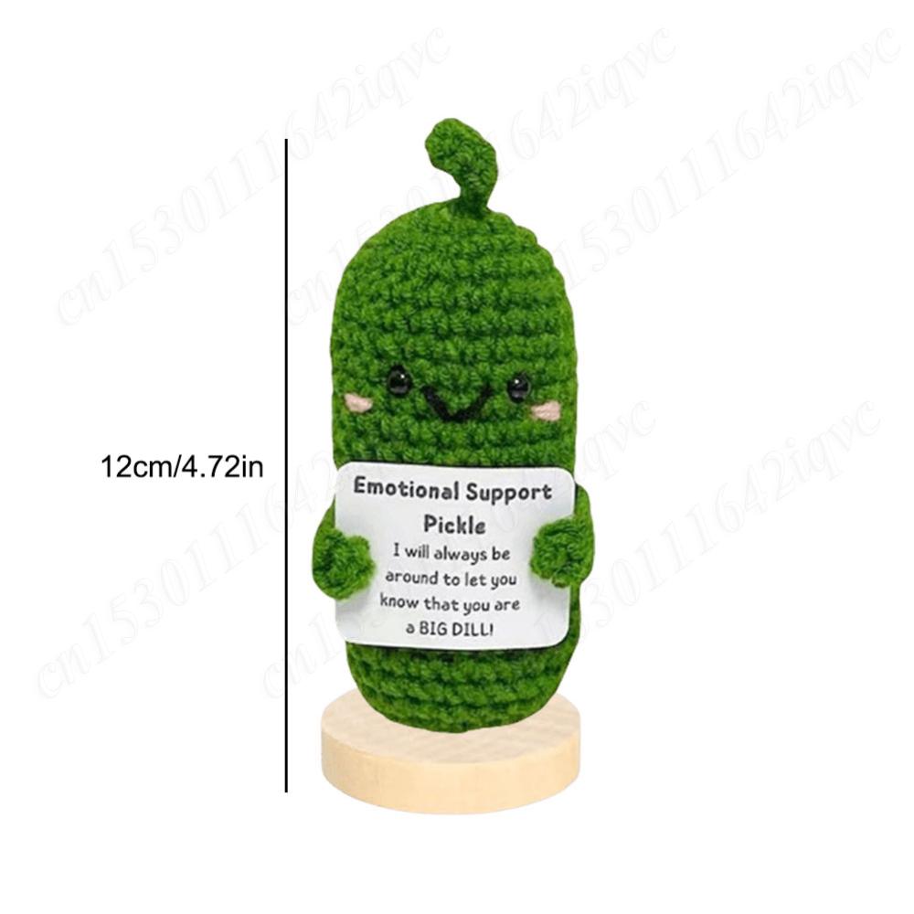 Cute Crochet Christmas Pickle Knitting Doll Positive Potato Pickle Handmade Emotional Support Pickled Cucumber Gift Crochet Doll