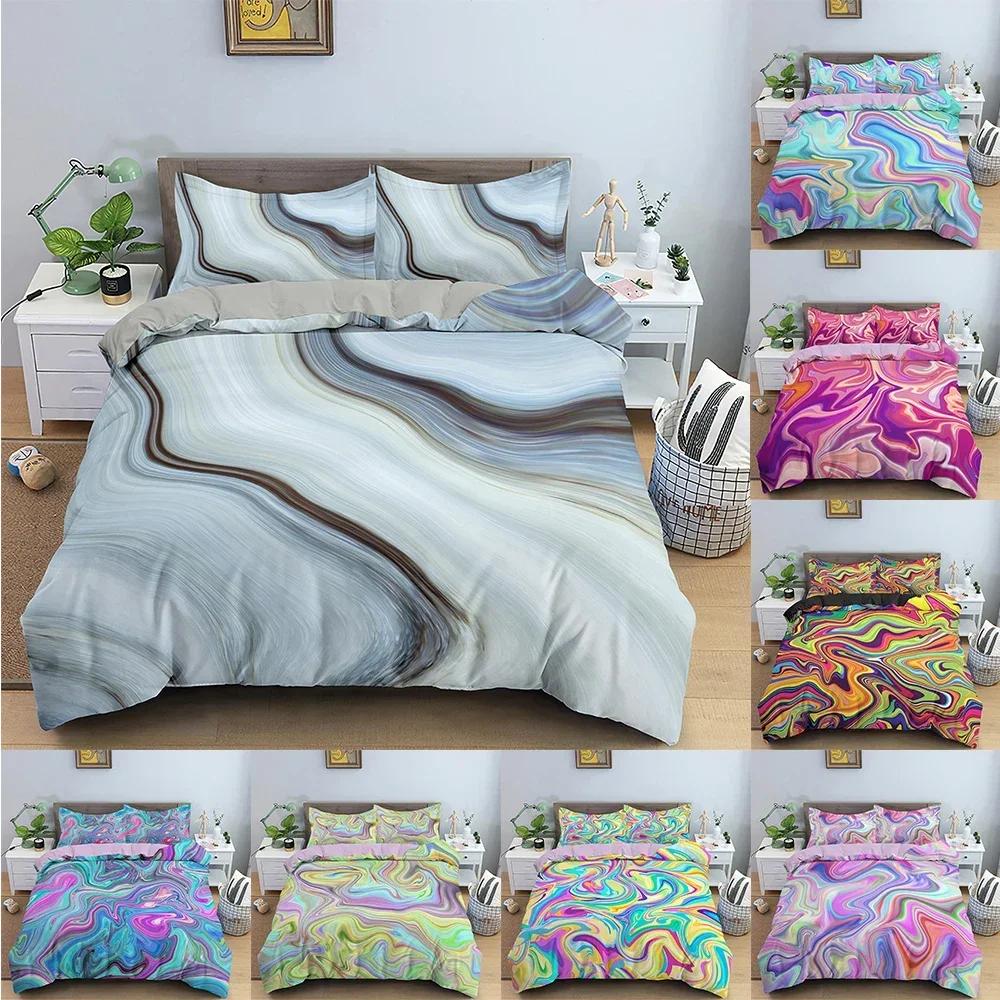 3D Duvet Cover Set Marble Texture Comfortable Duvet Quilt Cover Pillowcase Bedding Set Children Bedroom Decoration Home Textile