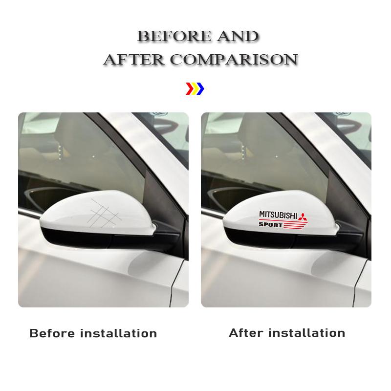 Car Rearview Mirror Decal Decorative Sticker For Mitsubishi Lancer Ralliart ASX Mirage Pajero Xpander Attrage L200 Eclipse Cross