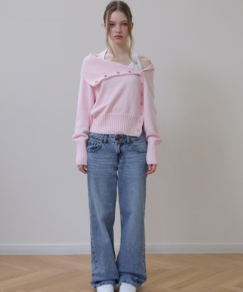 Rosefranz Fold Off Shoulder Knit [Pink]
