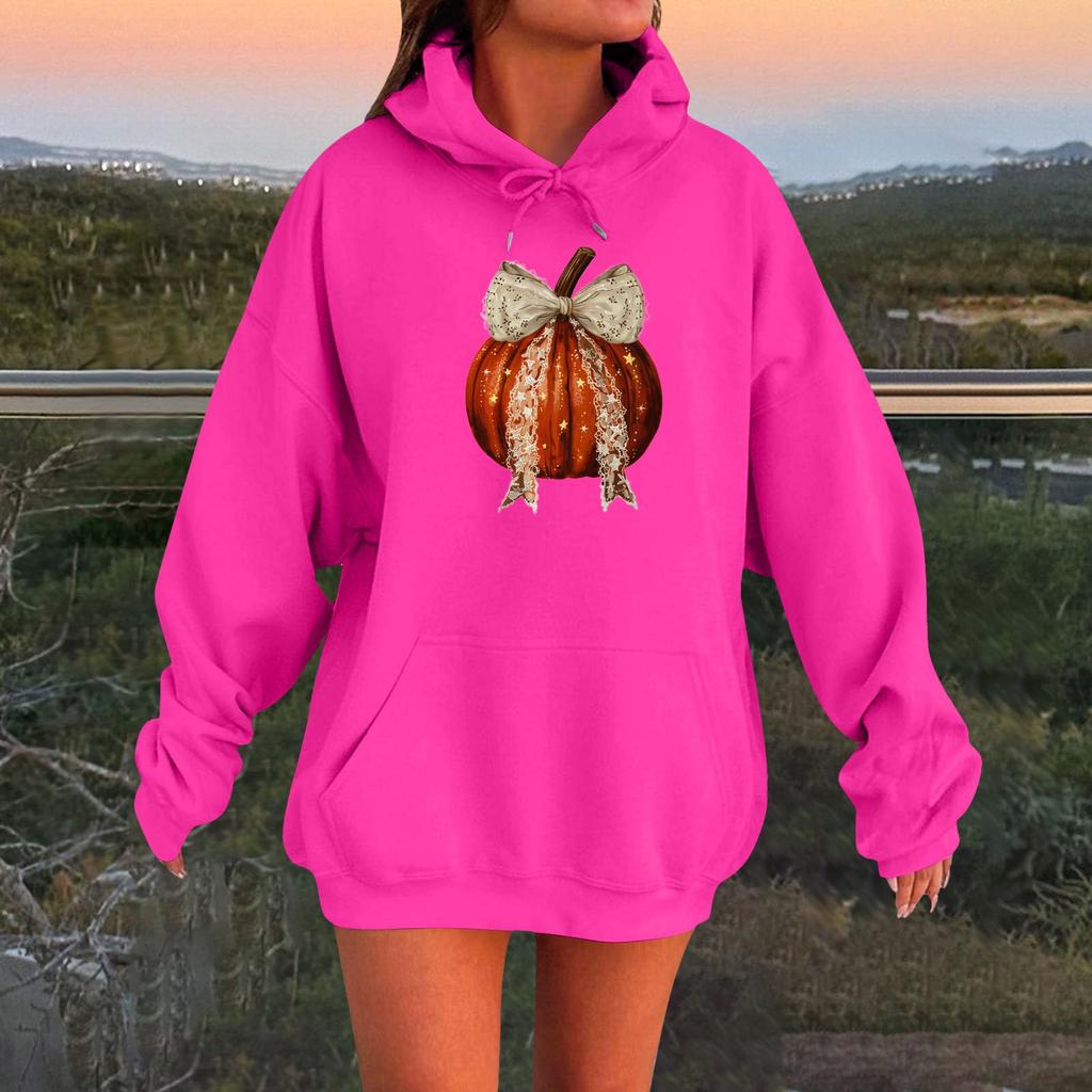 Women's Long-sleeved  Oversized Dropped Shoulder Sleeves Women's Hooded Halloween Print Plush Sweatshirt
