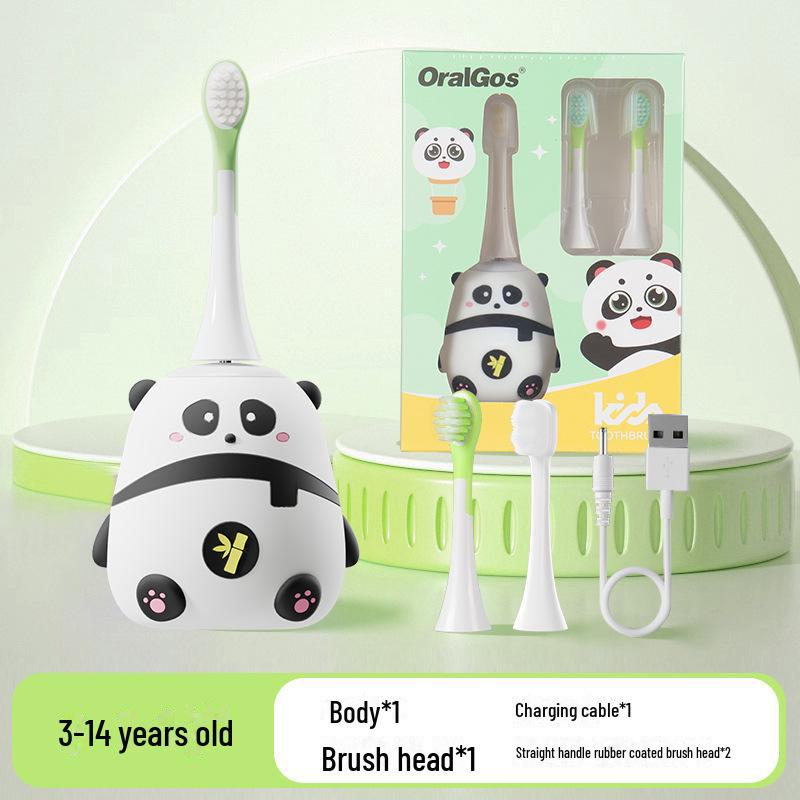 Children's Electric Toothbrush with Soft Bristles and Cartoon Red Panda Design for Ages 3-12