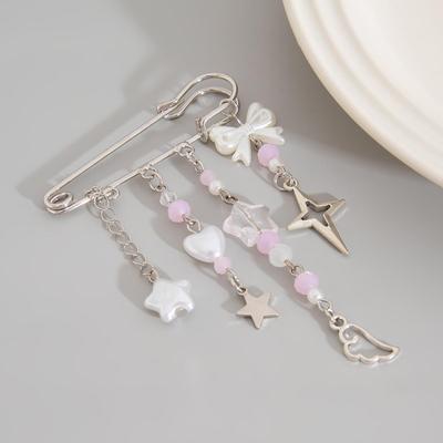 Broche Pendentif Étoile Pastorale Européenne-Américaine en Alliage et Accessoires de Sac DIY Perlés