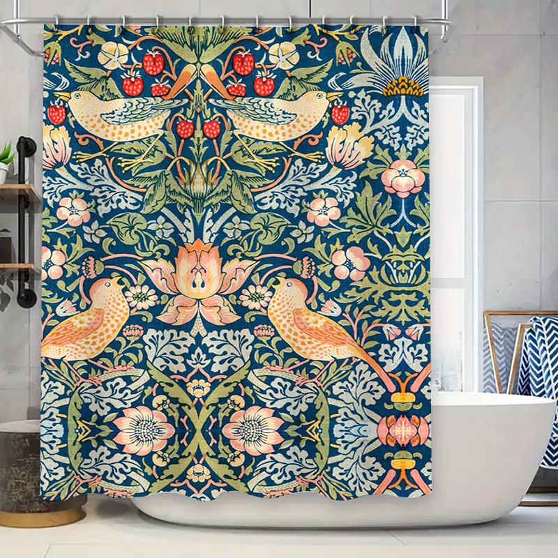 

Autumn Leaves Pattern Shower Curtain: Hello Fall Decor Orange Red White Floral Design For Bathroom 72X72 Inches Customizable Siz W60H190(CM)-1 Pcs