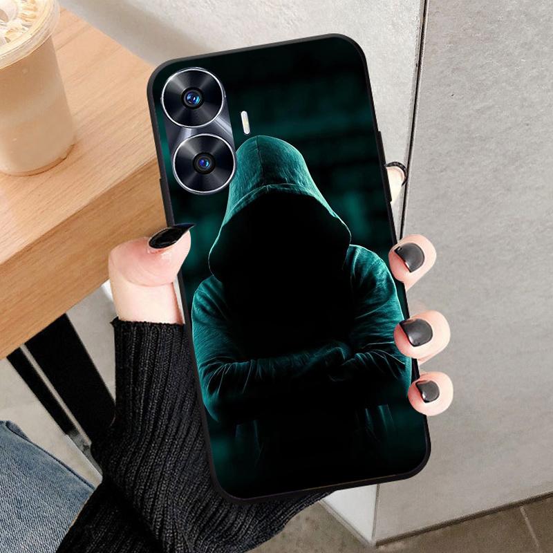 For Realme C55 Case Cool Black Soft Silicone TPU Bumper Protective Phone Case For OPPO Realme C55 case Cover Fundas Shell Coque