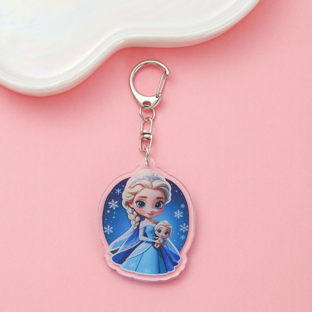 1/9Pcs Disney Princess Frozen Elsa Acrylic Keychain Cute Backpack Pendant Funny Bag Charms Accessories Decoration Holiday Gifts