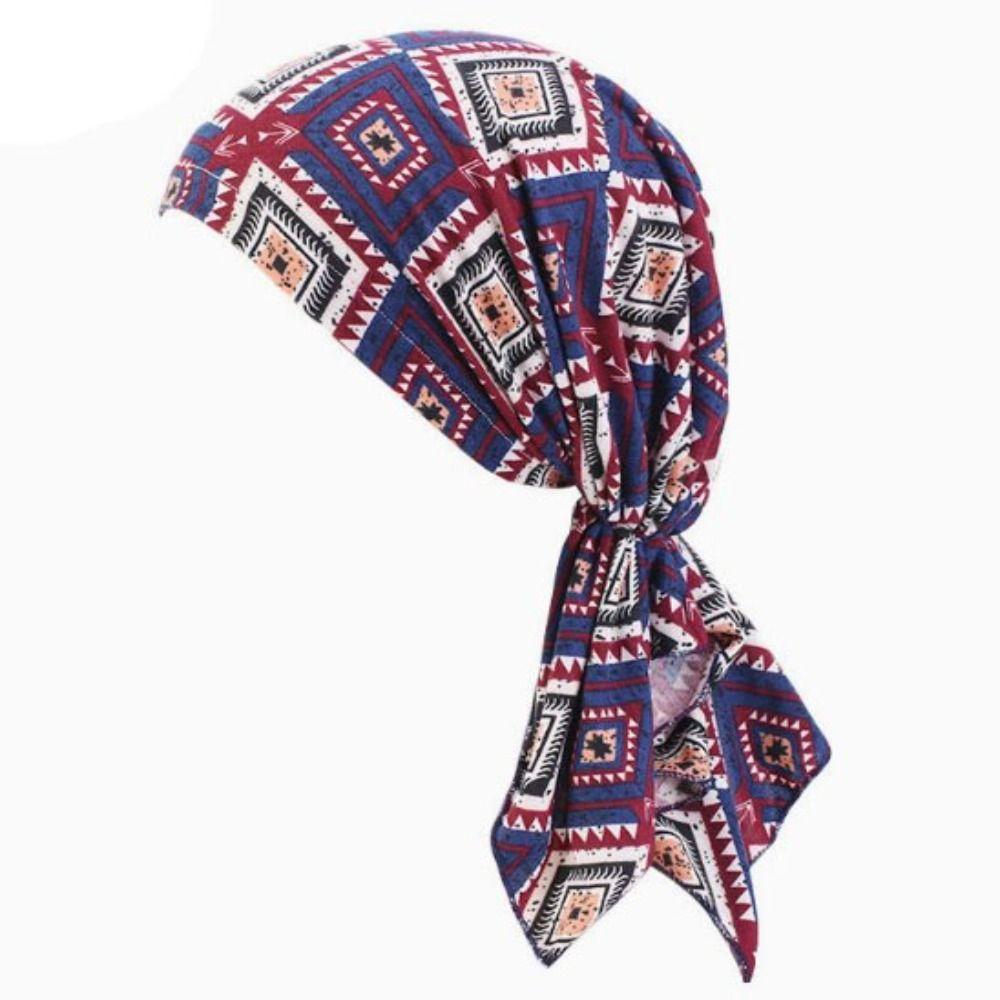 Spring Wind Cotton Hat Bandana Bohemia Sleep Caps Beanies Headwrap  Women National