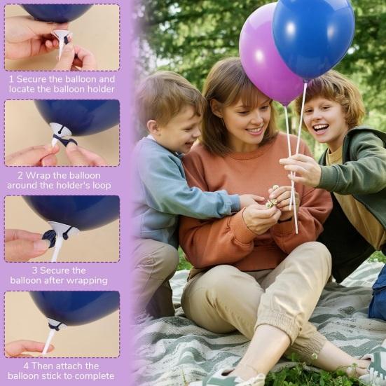 100 ks Držáky na balónky Tyčky Plastové Držáky a Kelímky na Uvazování Balónků Oblouk Výročí Narozeninové Oslavy Promoce Svatba Dekorace