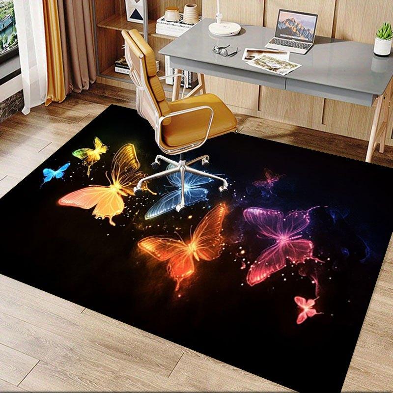 Colorful Glowing Butterfly Phone WallpaperOffice Mat Home Decor Office Desk Chair Rugs Chair Carpet for Office Chair Mat Gift For Halloween