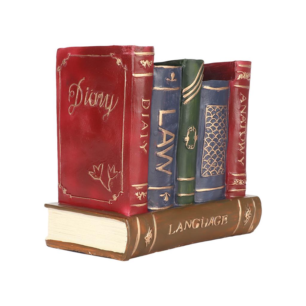 Book Shaped Pen Holder 2 Compartments Retro Style Thick Multi Purpose Desk Pen Holder for Family