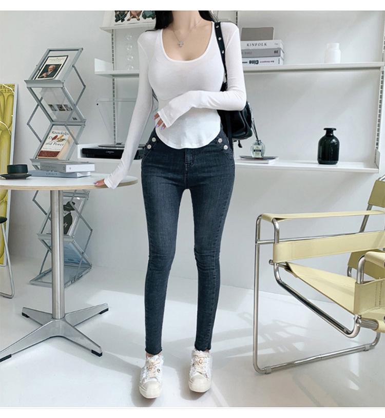 Korean Dongdaemun Sexy Low-Cut Bust-Enhancing Long-Sleeve Top