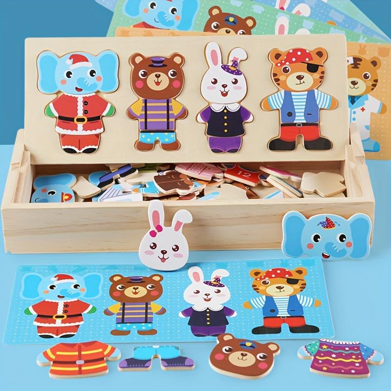 Interactive Wooden Bear Dress Up Puzzle for Youngsters Educational Toy with Cute Animal Outfits, Perfect Birthday or Christmas Gift