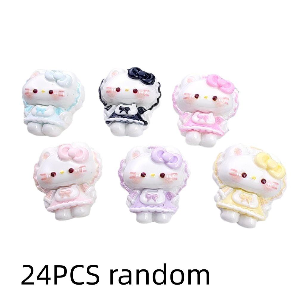 

24/120PCS Maid outfit cartoon kitty cat resin accessories DIY cream glue phone case hair clip hat sweater gloves accessories