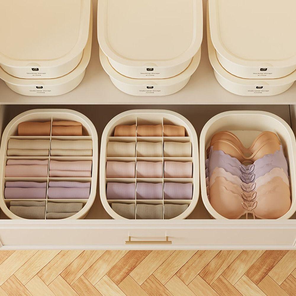 

Кремовый стиль бюстгальтеры разделители ящик для хранения 1/10/15 сетки гардероб носки органайзер для дома Beige-1 Grid