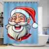 Tu Christmas Shower Curtain Santa Claus Festive Holiday Bathroom Decor Set Waterproof Holiday Decor Modern Farmhouse Xmas Gift