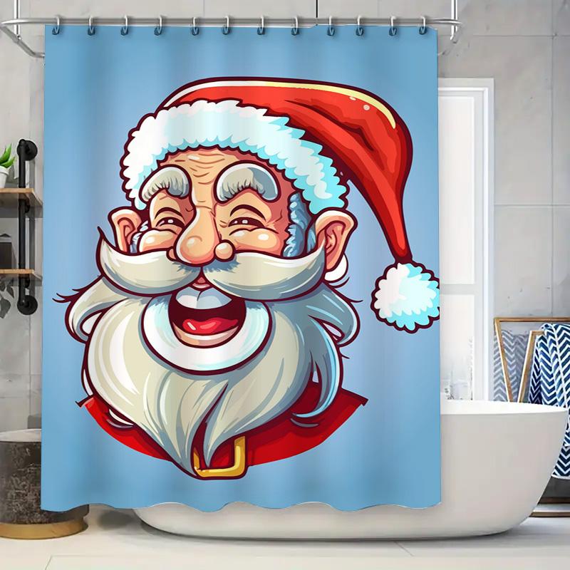 Tu Christmas Shower Curtain Santa Claus Festive Holiday Bathroom Decor Set Waterproof Holiday Decor Modern Farmhouse Xmas Gift