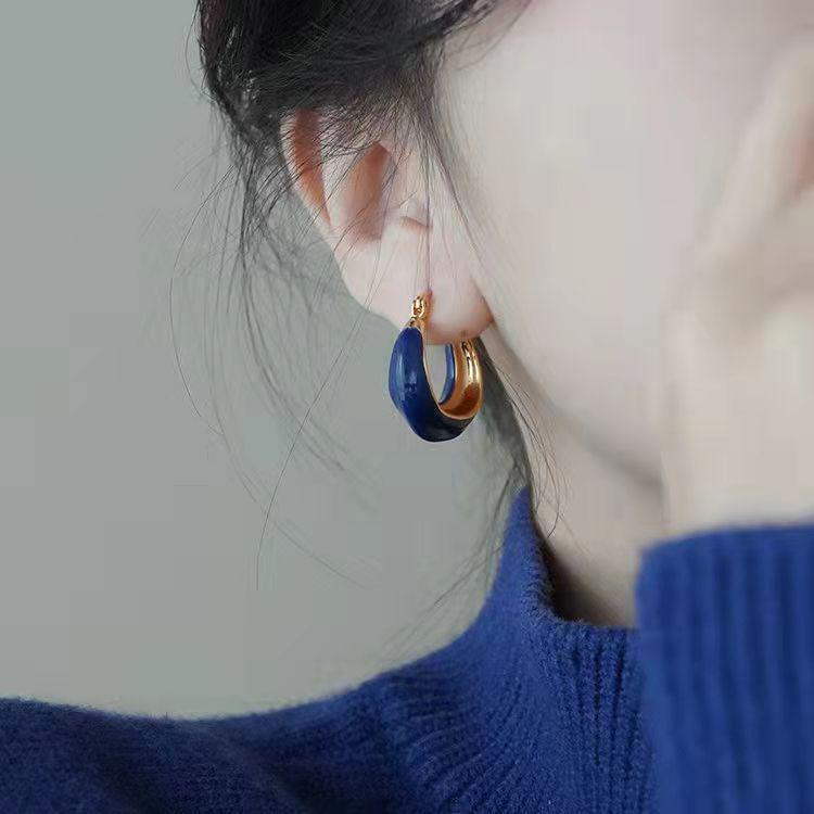 Xinqiao Minimalist Drip Glaze Irregular Circle Earrings for Women