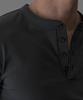 Baulopeulodeogteu Soft Ribbed Muscle Henley Neck Knit Tee [Charcoal]