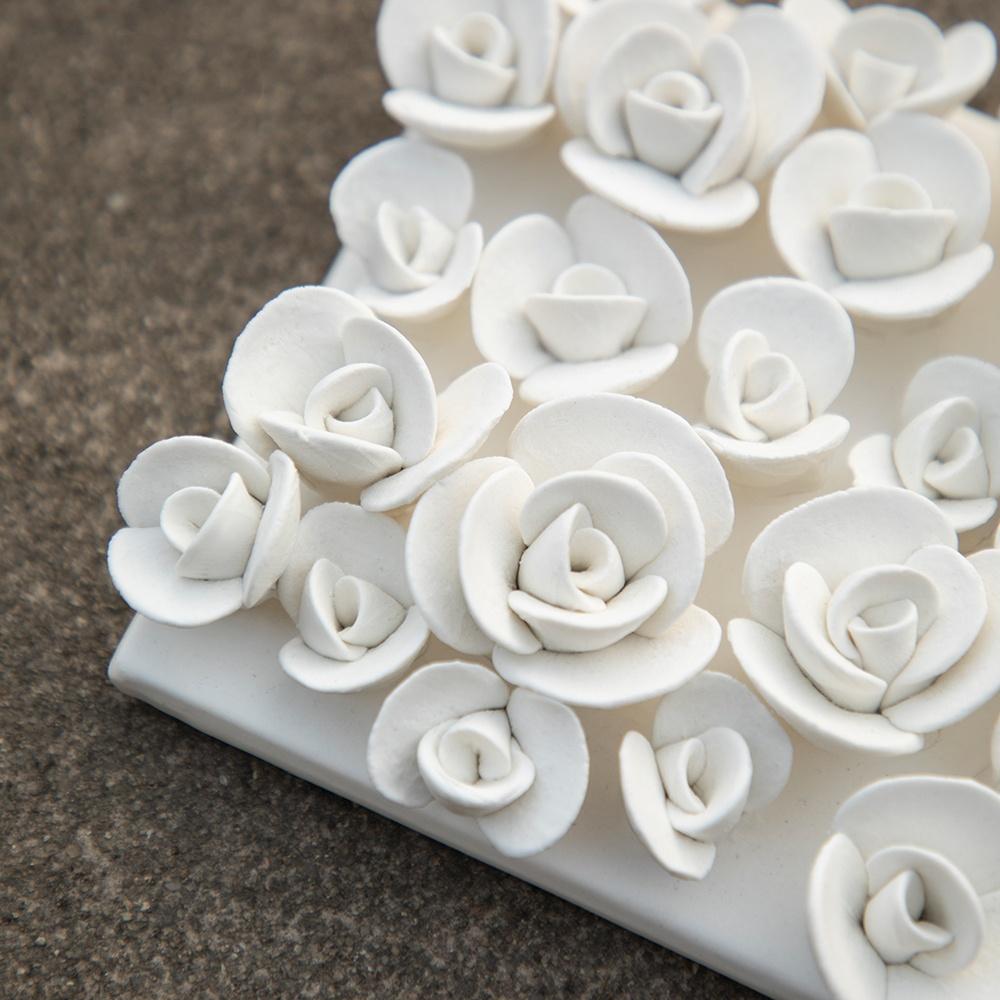 Ceramic Hand-made Petal Pendant Background Wall Decoration Embossed Rose Hanging Picture Adornment Home Accessories