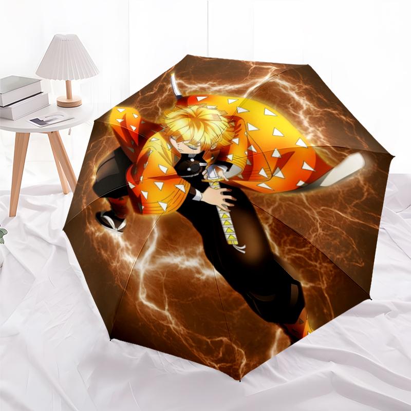 1pc Agatsuma Zenitsu Umbrella, Sun Protection, And UV Shielding. It Has Eight Sturdy Ribs for Outdoor Use And Perfect As a Holiday Gift