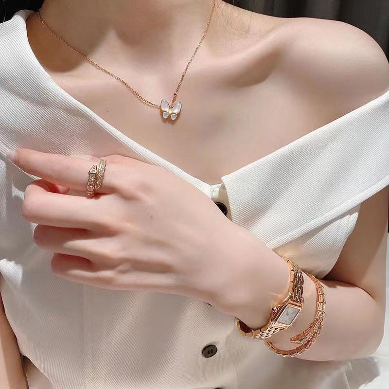 S925 Sterling Silver Butterfly Necklace with Mother-of-Pearl & Diamonds - Elegant French Style for Women, Xiaohongshu Recommended Trend.