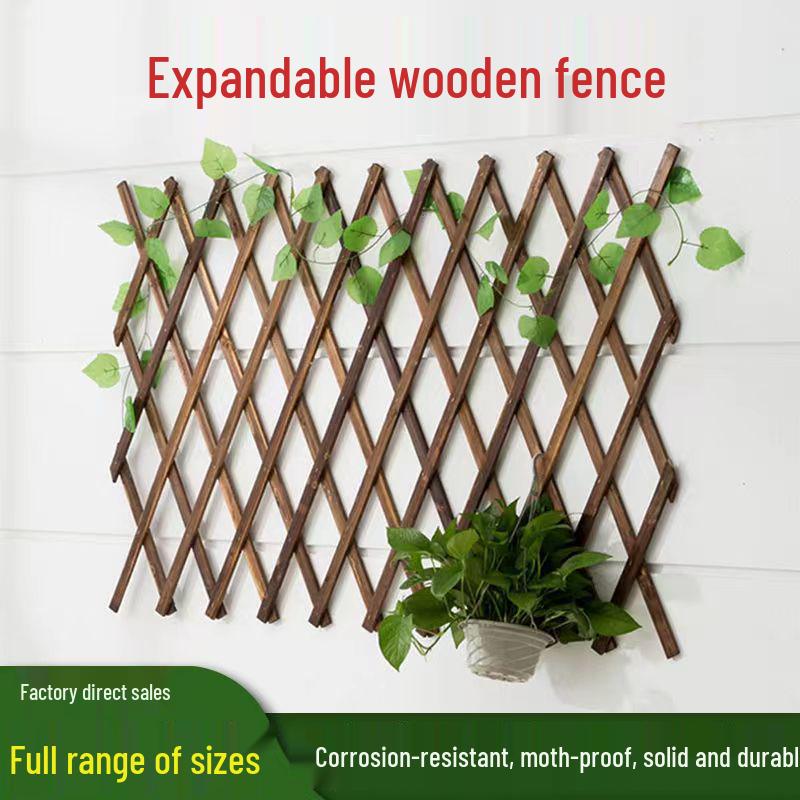 Expandable Carbonized Wood Lattice Fence for Climbing Plants and Courtyard Decoration