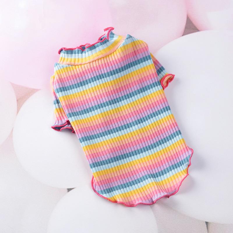 Cotton Rainbow Pet Sweater Spring and Autumn Small Dog and Cat Clothing