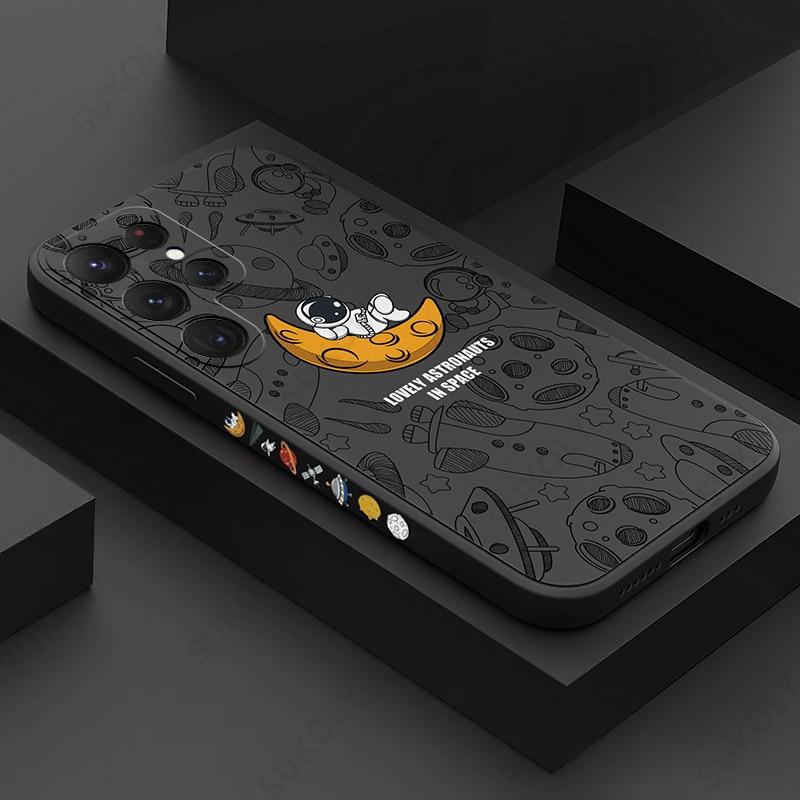 

Роскошный чехол-ремешок с космическим космонавтом для Samsung Galaxy S22 Ultra S21 S20 FE Plus A13 A73 A71 A72 A32 A12 A51 A52 A53 5G