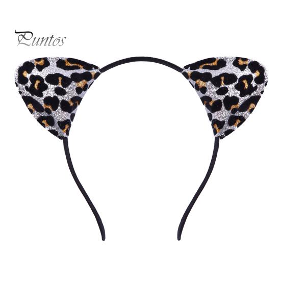 Hair Hoop Leopard Print Cat Ear Decor Halloween Headband Soft Adjustable Cosplay Headgear Theme Party Decoration