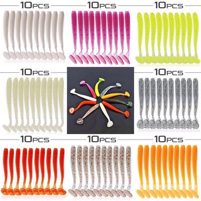 10Pcs 7cm 2g Lures Soft Bait Worms Fishing Lure with Salt Smell Fishing Takcle Grub Artificial Lures