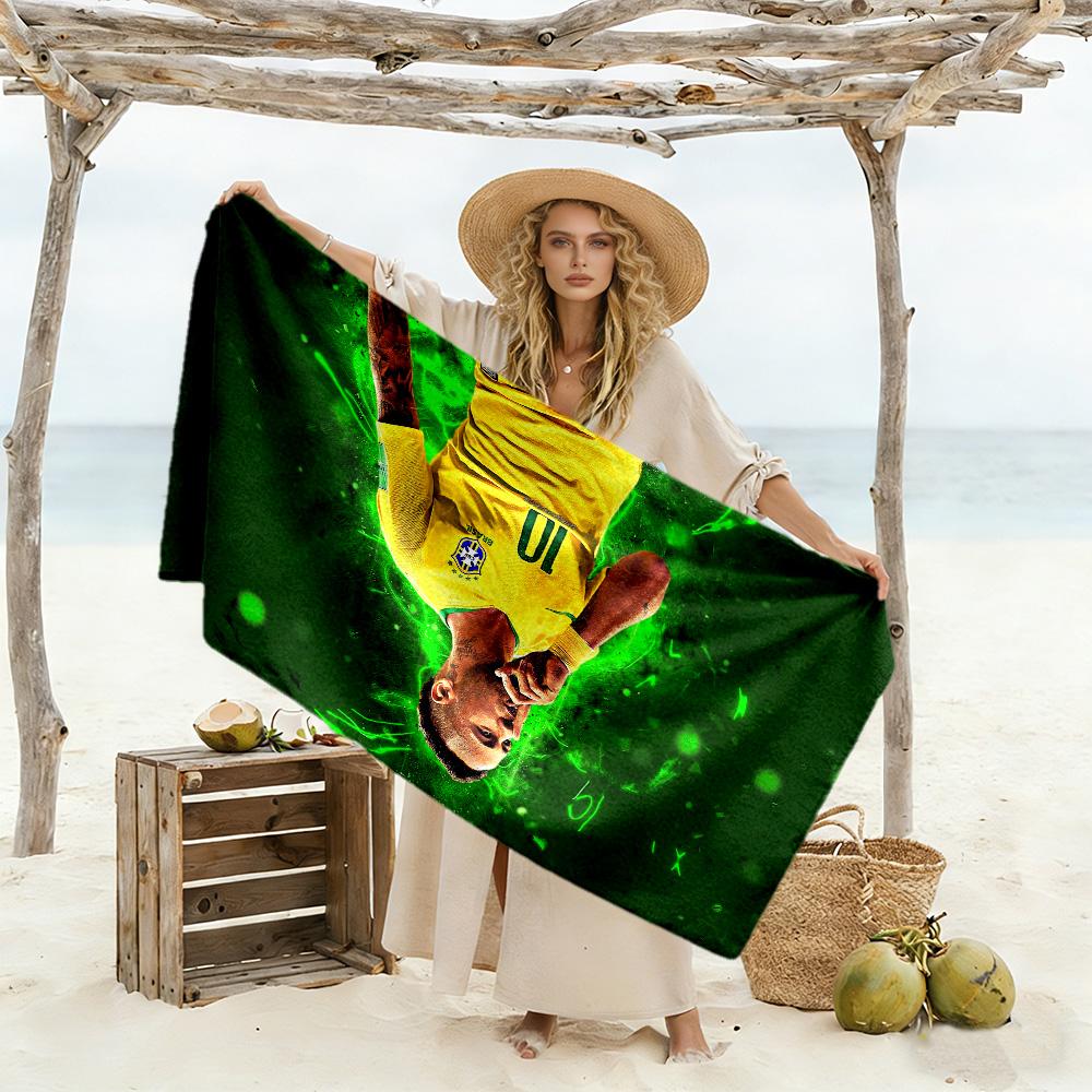 Neymar's Brazilian Brilliance Beach Towel Super Soft Microfiber Quickdry Fabric Comfortable Lightweight Perfect for Traveling Yoga Camping and Swimmin