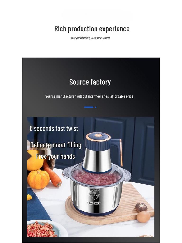 Large Capacity Stainless Steel Meat Grinder & Multifunctional Electric Food Processor for Home Use