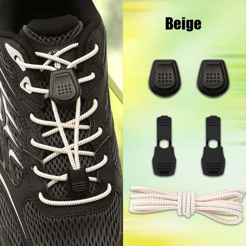1Pair Press Lock Buckle Lazy Shoe Laces Elastic Round Shoelaces with For Kids Adults Suitable for A Variety of Shoes