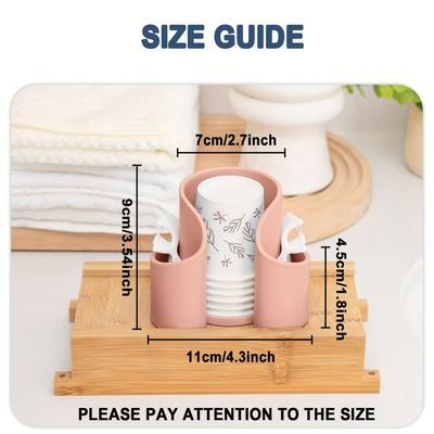 Cotton Pad QTips Holder, Bathroom Cups Dental Floss Dispenser, Storage Organizer for Cotton Pad QTips Paper Cup Floss, Bathroom