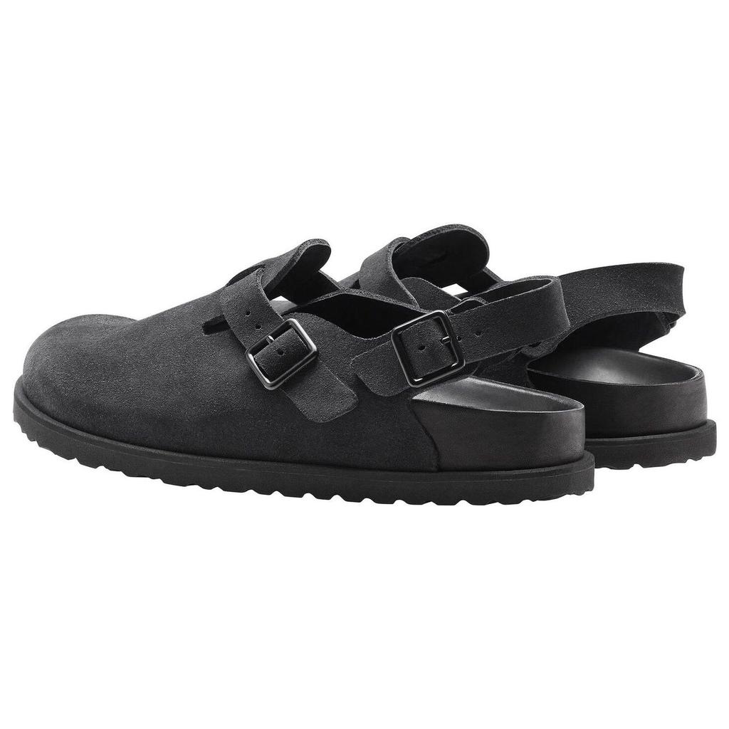Birkenstock Suede Versatile Fashion Closed-Toe Slippers Unisex slippers Black 1025897