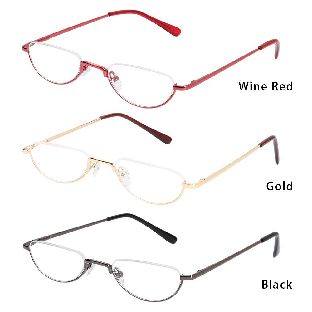 1Pc Half Frame Metal Spring Hinge Reading Glasses Semi-Rim Halves Ultra Light Resin Eyeglasses Vision Care +1.00~+4.0 Diopter