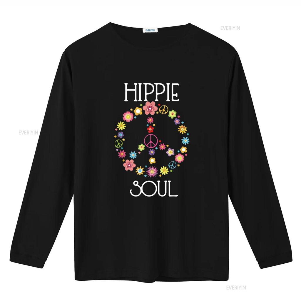 Mens Hippie Soul Flower Power Peace Sign Gypsy 60s 70s T Shirt Black vintage Washed streetwear designer clothes Breathable