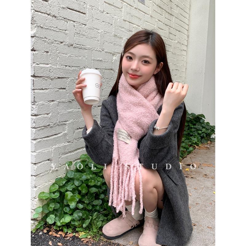 New Year Red Atmosphere Fringed Scarf for Women Warm and Cold-proof Shawl Scarf for Autumn and Winter